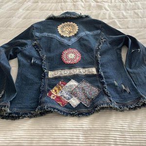 Reworked Embellished Vintage Womens One-of-a-kind Denim Jacket - As*Hro size Med